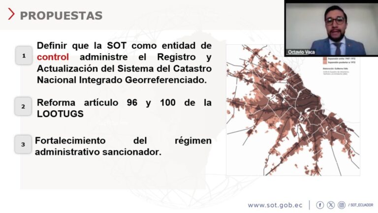 La SOT presentó propuestas de reforma a la LOOTUGS para fortalecer el sistema nacional de catastro